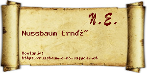 Nussbaum Ernő névjegykártya